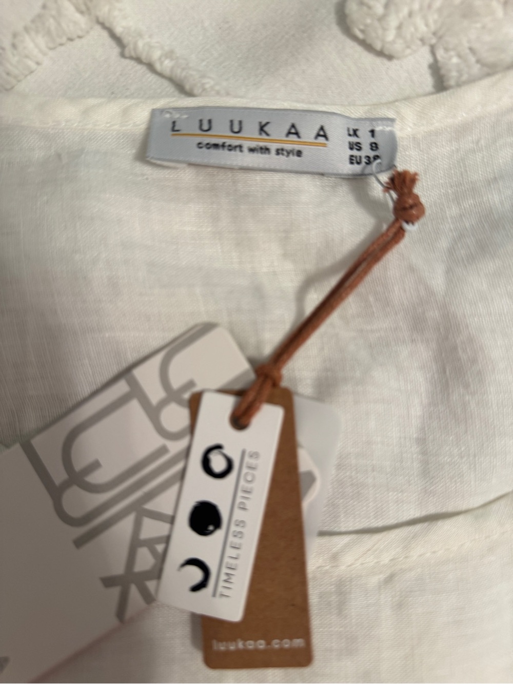Luukaa 100% Linen Abstract Blue & White Floral Sleeveless Maxi Dress US 8 - Picture 12 of 12